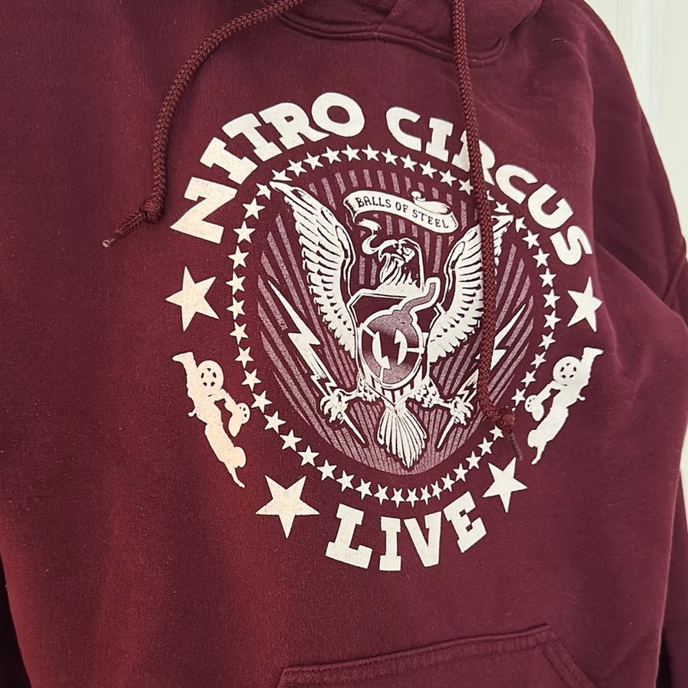 Nitro Circus Motocross Live Tour Merch Burgundy Maroon Hoodie Medium - Picture 3 of 8